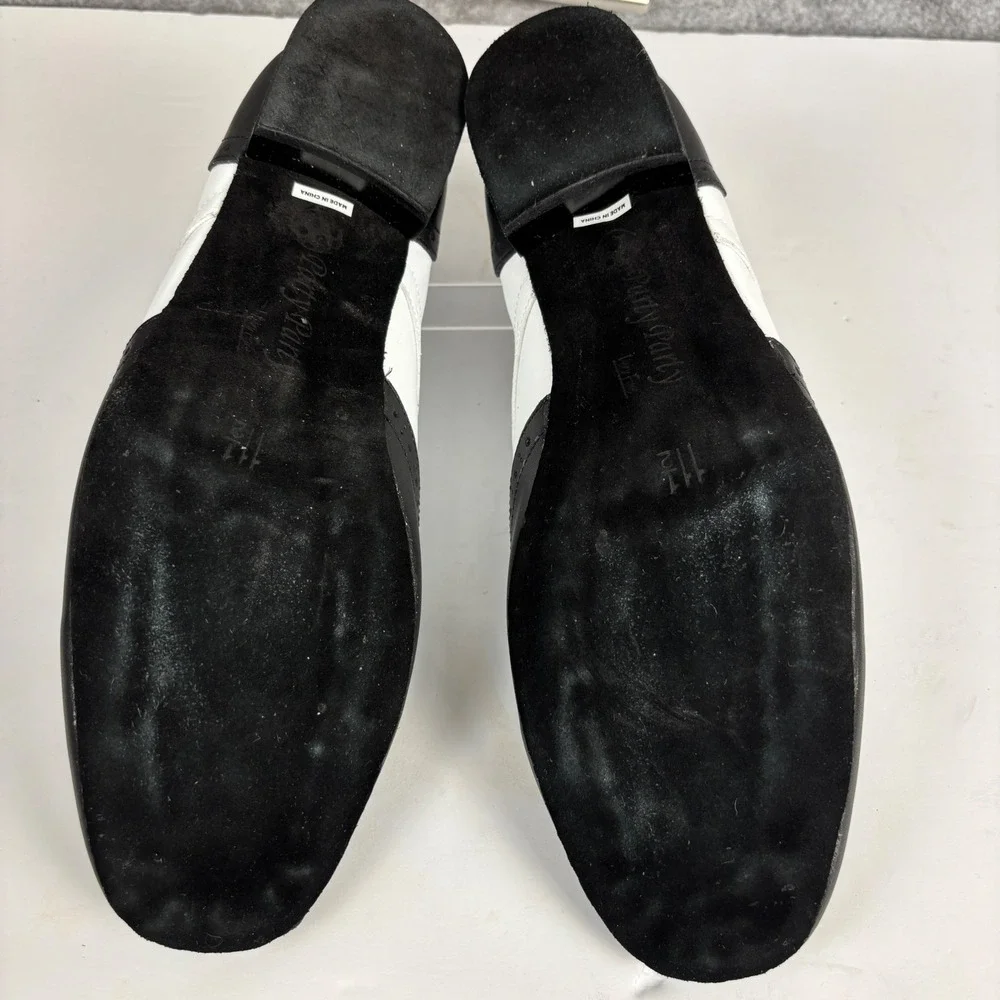 Very Fine Party Party Dance Shoes Mens 11.5 Black White Leather Wingtip PP301